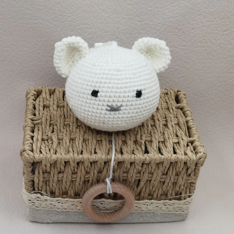 Handmade โครเชต์หมีสัตว์หัวถัก Rattle เพลง DIY ทารกแรกเกิดทารกแรกเกิด Teether Sensory ของเล่น