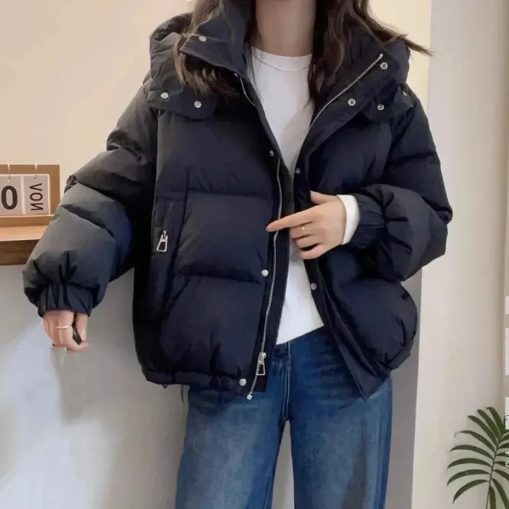 Veste Parkas à la mode coréenne pour femme, manteaux courts amples à capuche épais et chauds en coton rembourré, nouvelle collection automne-hiver 2024