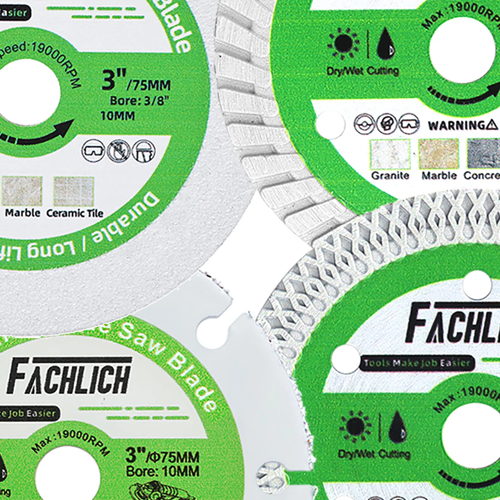 FACHLICH Dia75mm Mini amoladora disco de corte madera PVC azulejo mármol hormigón Metal aluminio vidrio 3 pulgadas Bore10mm hoja de sierra herramienta de mano