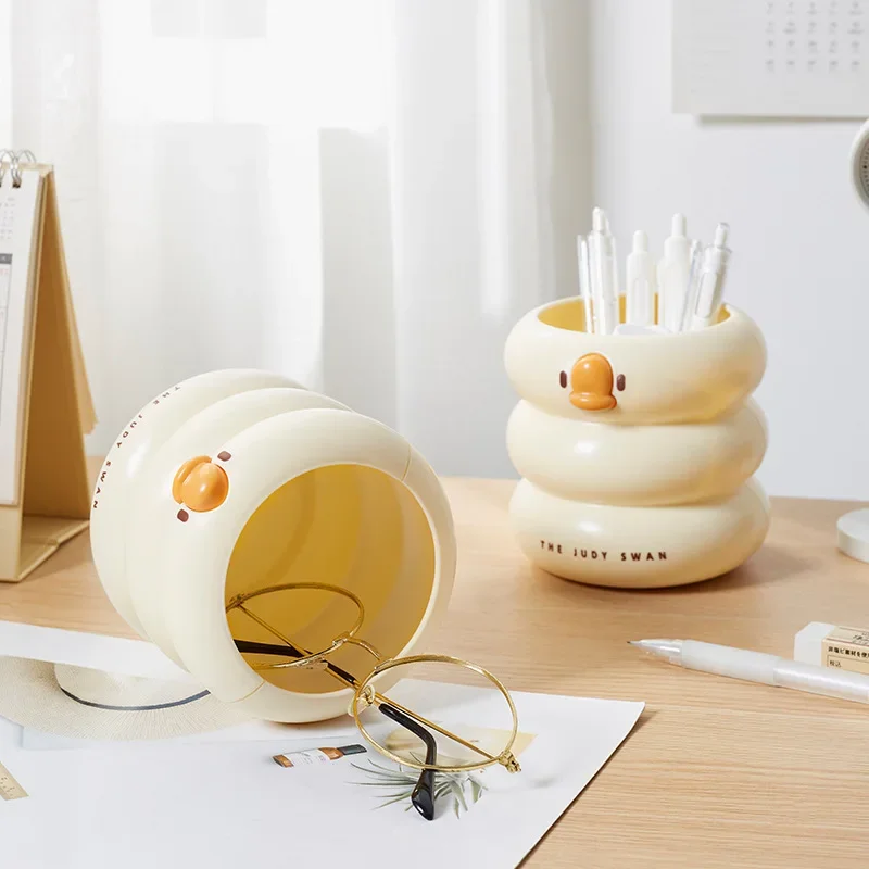 Simpatico cartone animato portapenne rotondo scrivania da ufficio penna vaso tazza contenitore organizzatore astuccio durevole