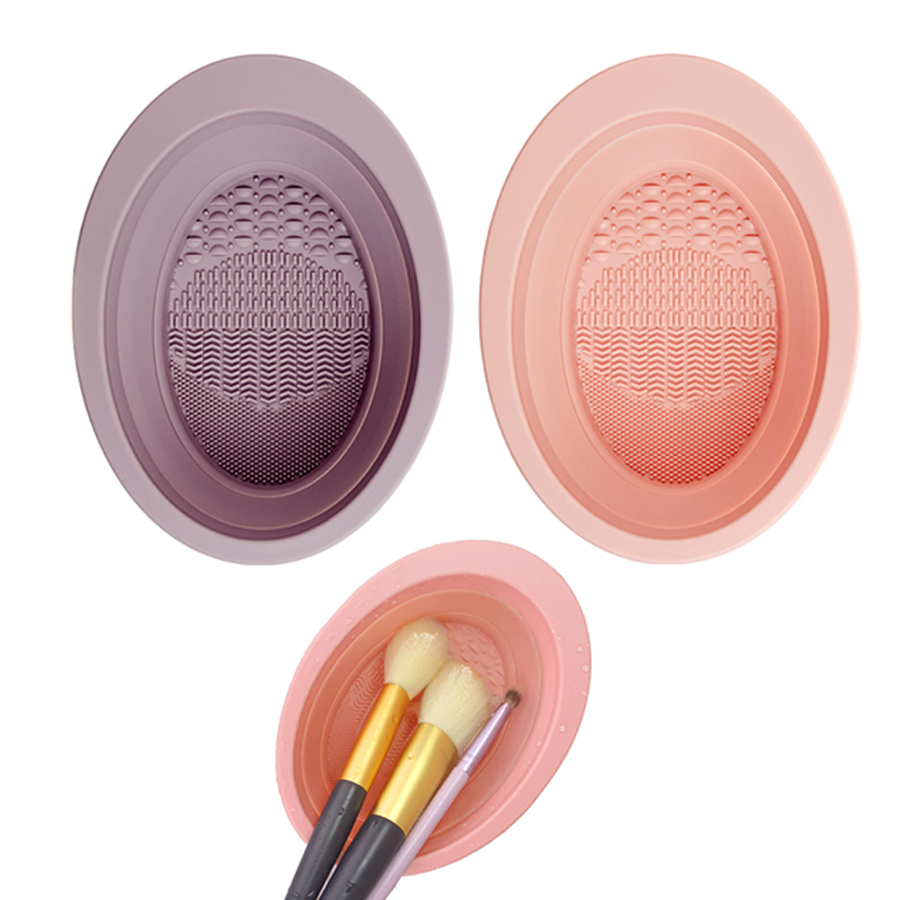 Makeup Brush Puff Cleaning Bowl Silica Gel Foldable Portable Beauty Egg Cleaning Tool For Women