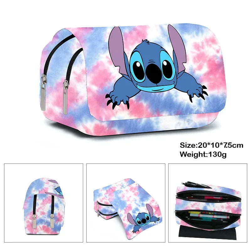 Disney 20CM Stich Voll Bedruckte Klappe Stift Tasche Stich Große Kapazität Schreibwaren Box Bleistift Fall Student Schule kleine Tasche geschenke