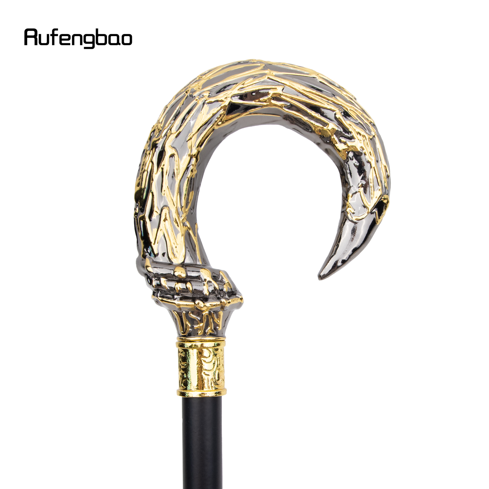 隠しプレート付きシングルジョイントウォーキングスティック,杖プレート,コスプレクローザー,自己防衛ファッション,ゴールデンブラック,92cm