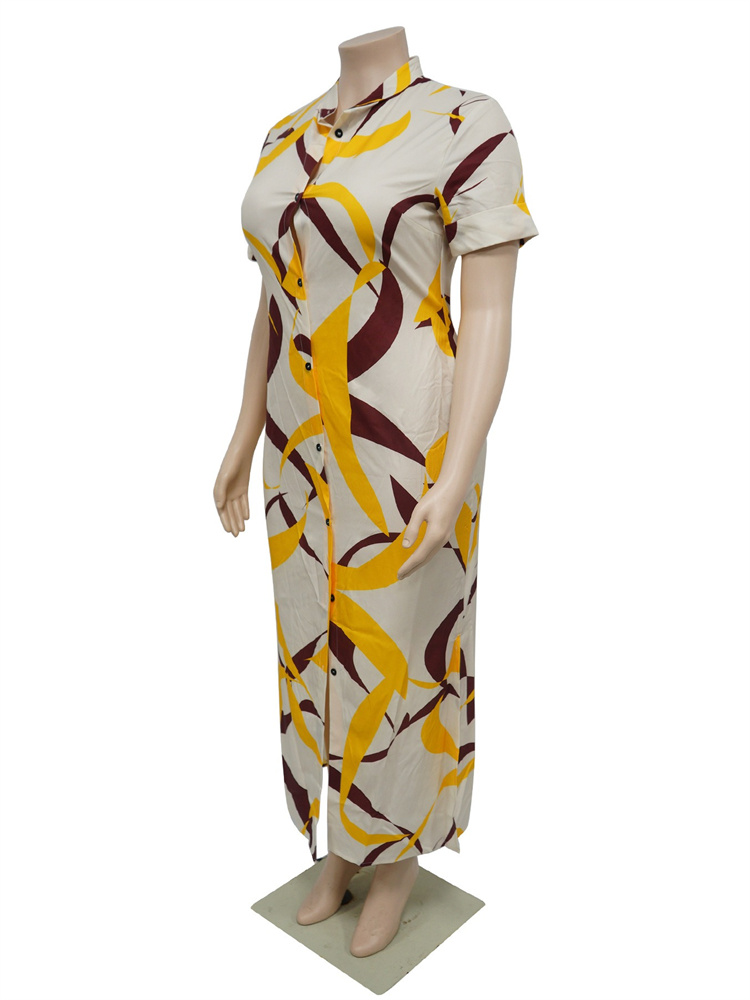 Wmstar-プリントされた半袖タイトドレス,大きいサイズ,ストレッチ,ボタン,マキシ,パーティー,卸売り,直送