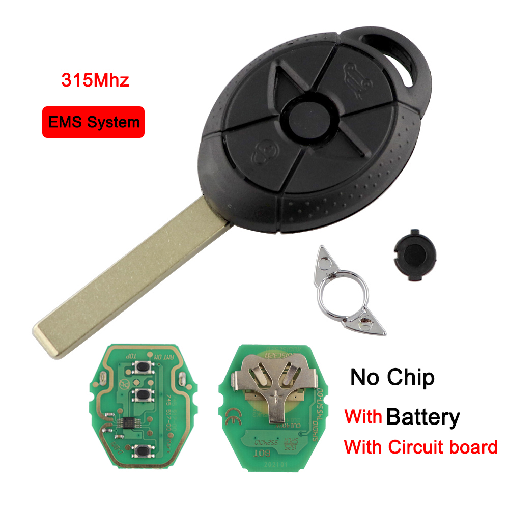 YIQIXIN 3 ボタン 315/433Mhz リモート車のキー古い BMW ミニクーパー S R50 R53 2005-2007 EWS システム HU92 ノーカットブレードチップなし