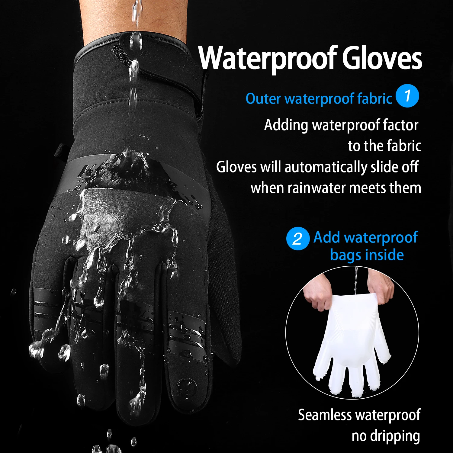 Guantes de Ciclismo de Invierno al aire libre, guantes de motocicleta con pantalla táctil, a prueba de viento, deportes, equitación, esquí, impermeables, 3M, guantes para correr