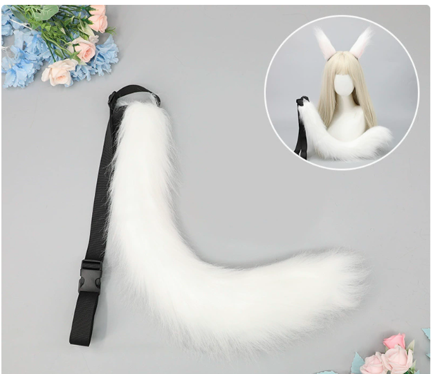 Cos Jewelry Props Fox Tail Wolf Tail Cat Strap Tail Accessories Large Handmade Plush Beast Ears Beast Tail