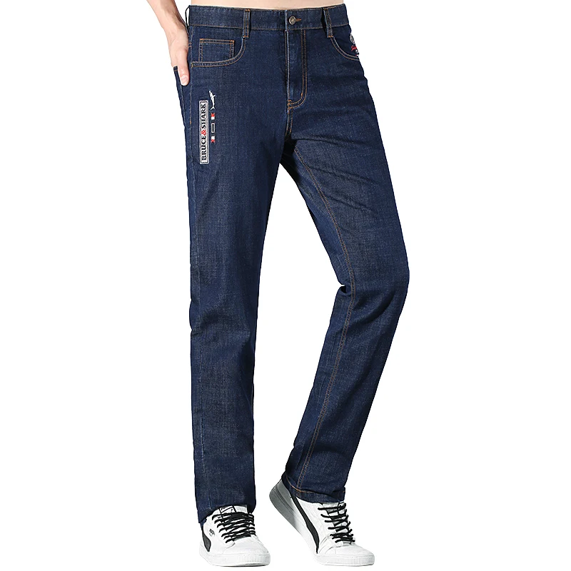 2024 pantalones vaqueros de verano para hombre, pantalones vaqueros largos Bruce & Shark para hombre, pantalones vaqueros elásticos de algodón, moda informal holgada, pierna recta, talla grande 42
