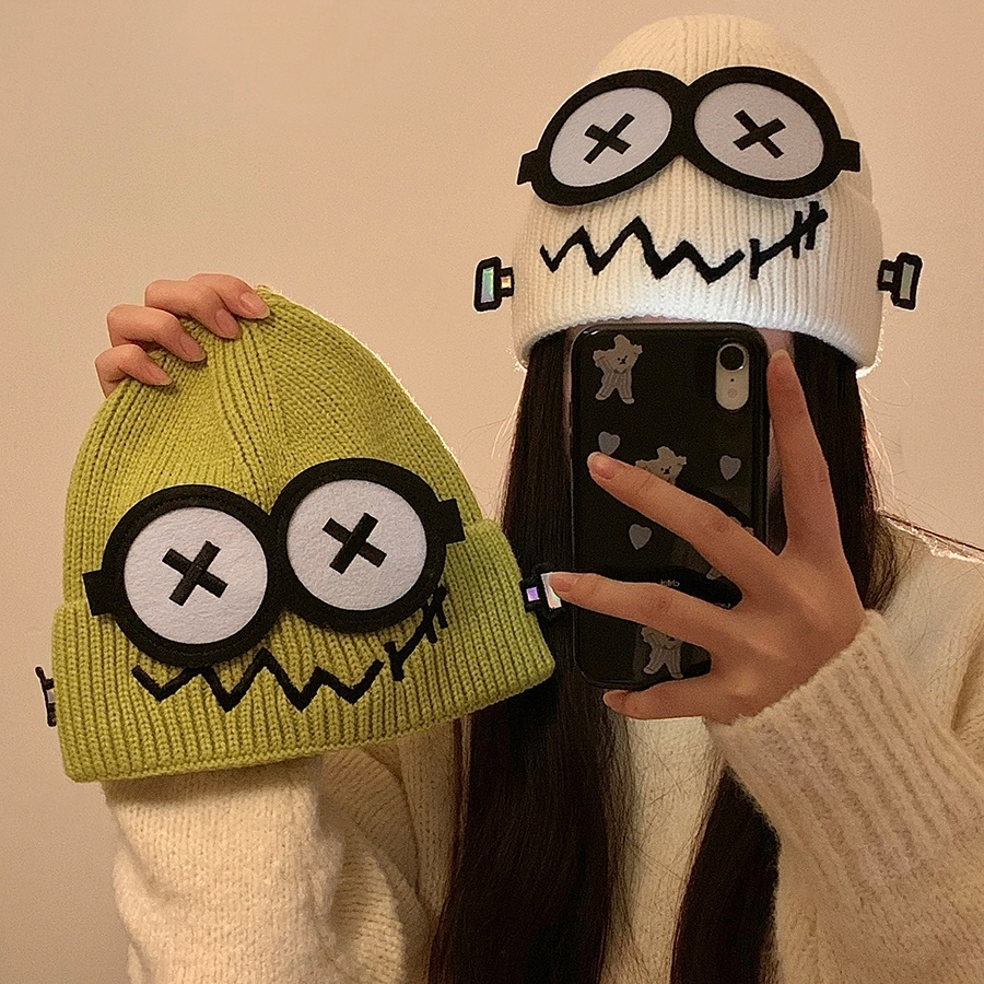 Nette Lustige Gestrickte Wolle Hut Frauen Neue Herbst Winter Stil Wärme Student Paar Kopf Bedecken Ohr Schutz Hut Weihnachten Geschenk