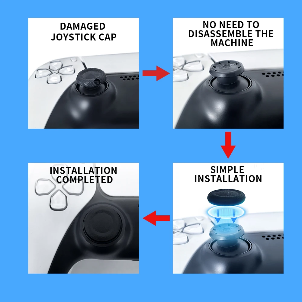 Replacement and repair cap for PS4 and PS5 gamepad joystick without disassembly and easy installation