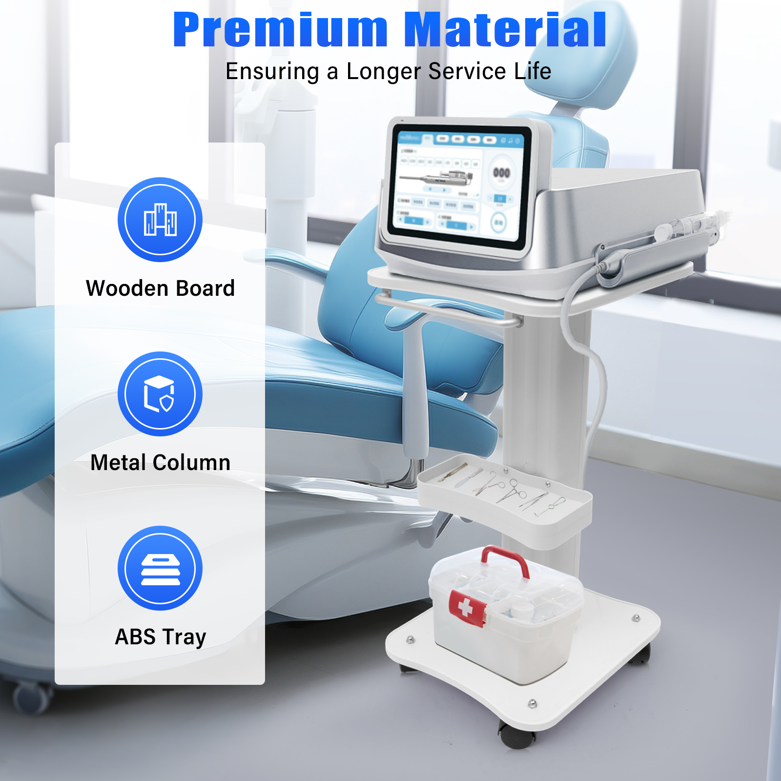 40 kg/88 LBS Salon Rollwagen mit Tablett 68 cm/26 Zoll SPA Schönheitssalon Aufbewahrungsausrüstung Maschinenständer Organizer Spawagen