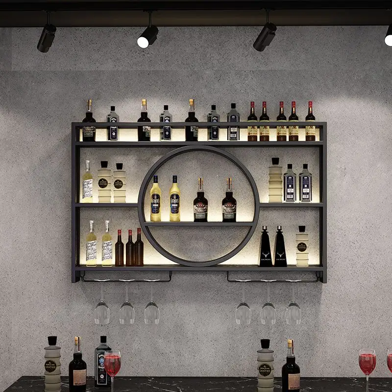 Iron Luxury Bar Wine Rack Display Cabinet Restaurant Modern Red Wine Rack Wall Display Tall Placards Ouverts Home Furniture