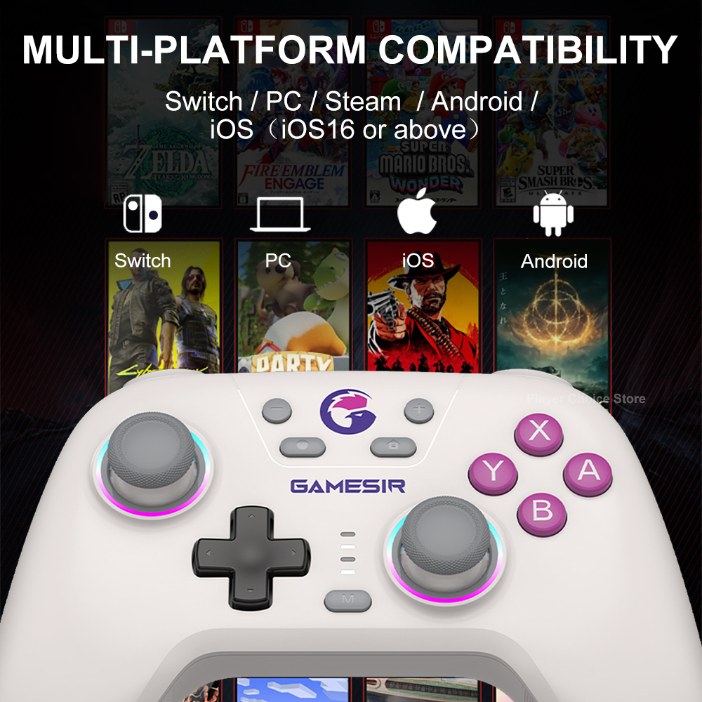 Gamesir Nova Switch controlador PC Gamepads Bluetooth Gamer inalámbrico Gamepad Android Hall eficaz HD Rumble Virbate