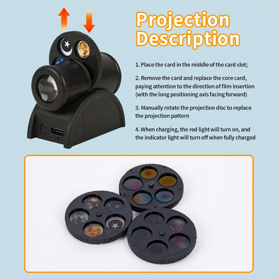 USB Mond Projektion Lampe Planet Projektor Austauschbare LED Nachtlicht Erde Mond Projektion Hintergrund Atmosphäre Wand Lampen