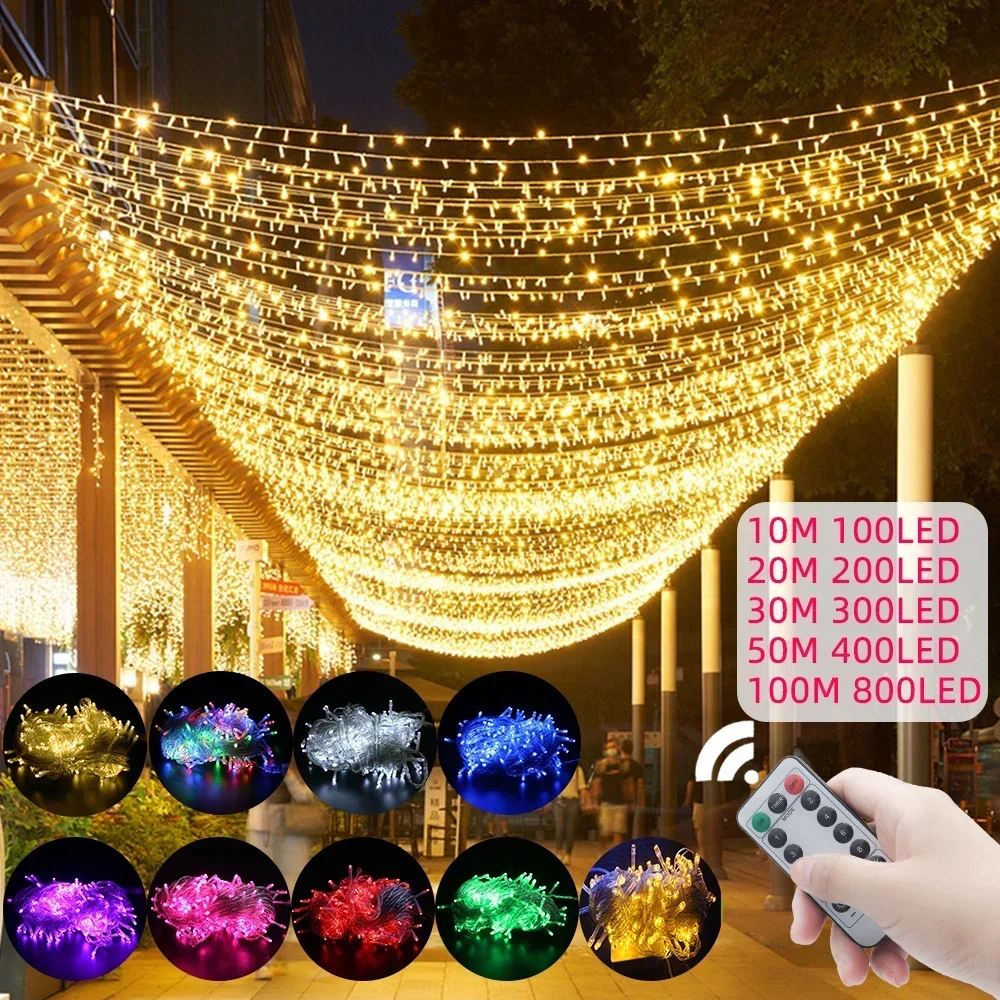 ไฟ LED String Fairy 1.5 M-100 M CHAIN กลางแจ้ง Garland กันน้ํา 220 V/แบตเตอรี่/USB สําหรับงานแต่งงานต้นไม้ตกแต่งคริสต์มาส