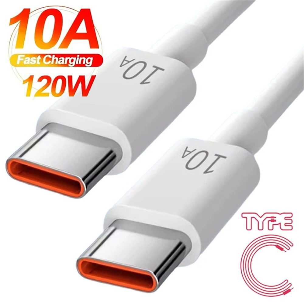 Cable de 120W 10A tipo C a tipo C Cable de datos de cargador de teléfono de carga súper rápida para Samsung Xiaomi Huawei Cable de cargador rápido USB C