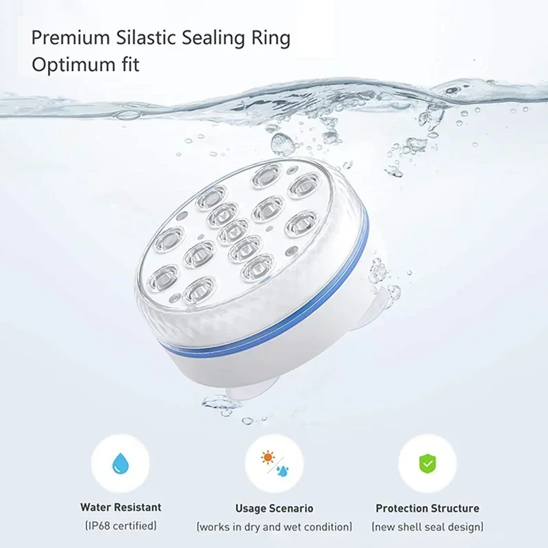 Updated IP68 Submersible Lights RGB Underwater Pool Lights with RF Remote Magnet Suction Cups Night Lamp for Pond Pool Aquarium