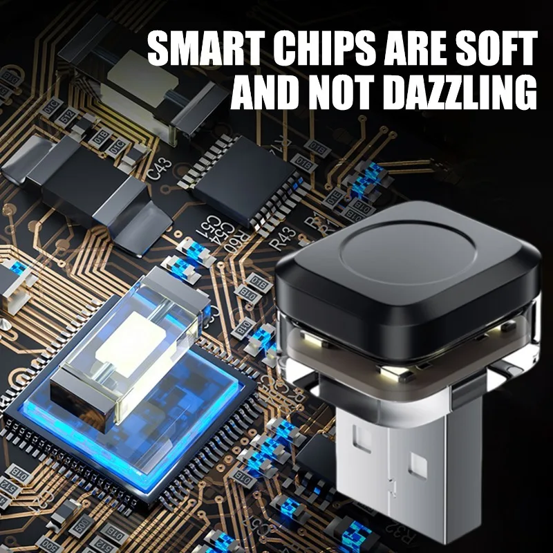 USB Car Mini LED Atmosphere Lights Car Interior Neon Decorative Lamp Emergency Lighting Universal PC Auto Portable Plug and Play