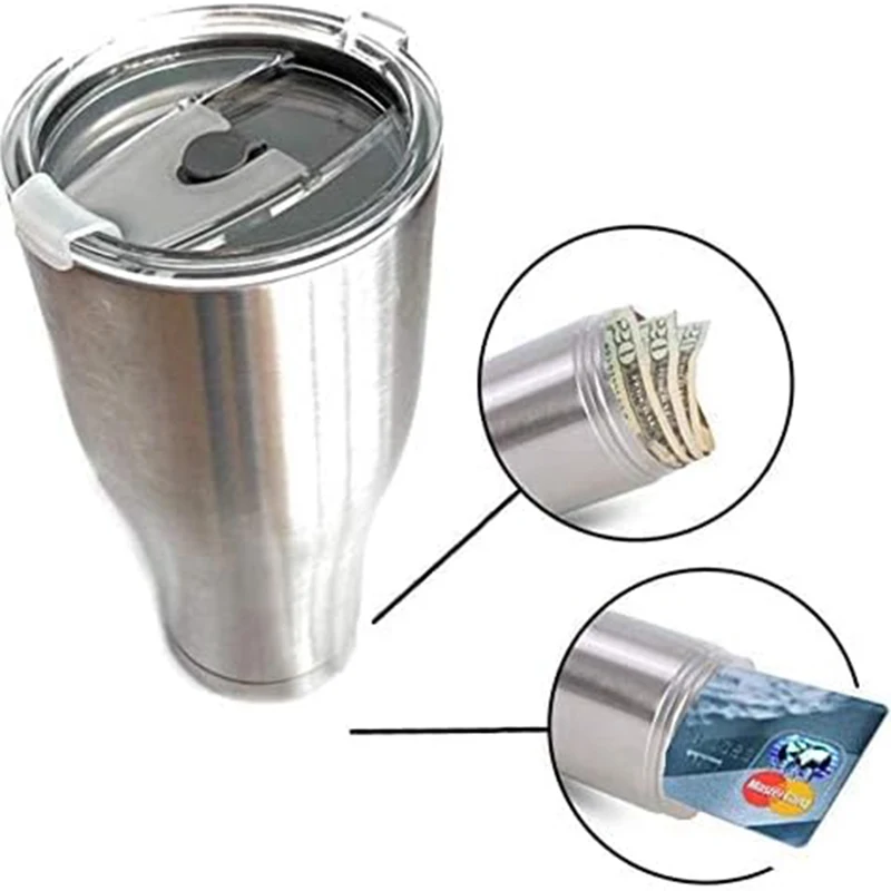 Caneca de café de aço inoxidável, desvio, garrafa de água segura, caixa de armazenamento com fundo oculto