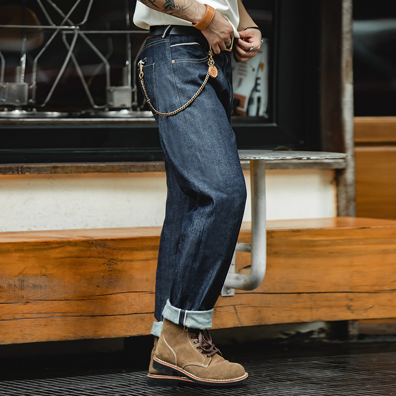 Maden Vintage 13,5 Unzen schwere Selvedge Raw Denim Jeans Herren Straight Fit Baumwolljeans Casual Pocket Hose Herbst Winter