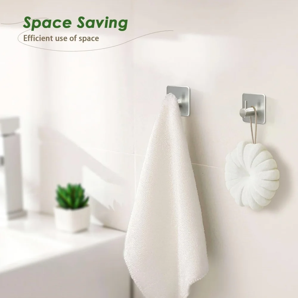Toallero autoadhesivo con gancho resistente, autoadhesivo de pared de acero inoxidable 304, sin necesidad de perforar, resistente al agua