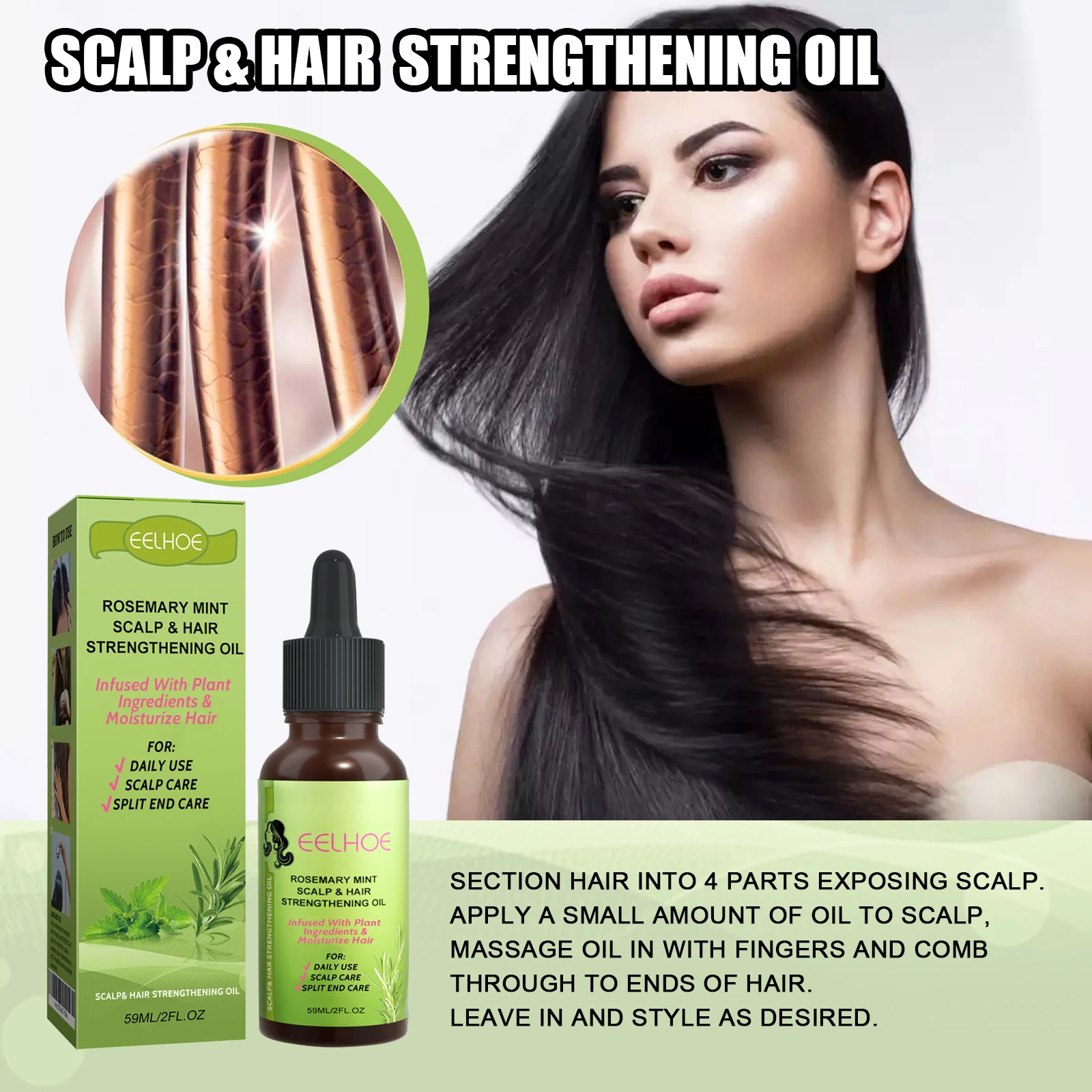 Batana, romero, menta, cuero cabelludo, aceite nutritivo para fortalecer el cabello, aceites esenciales de biotina, tratamiento nutritivo, puntas abiertas, seco, todo tipo