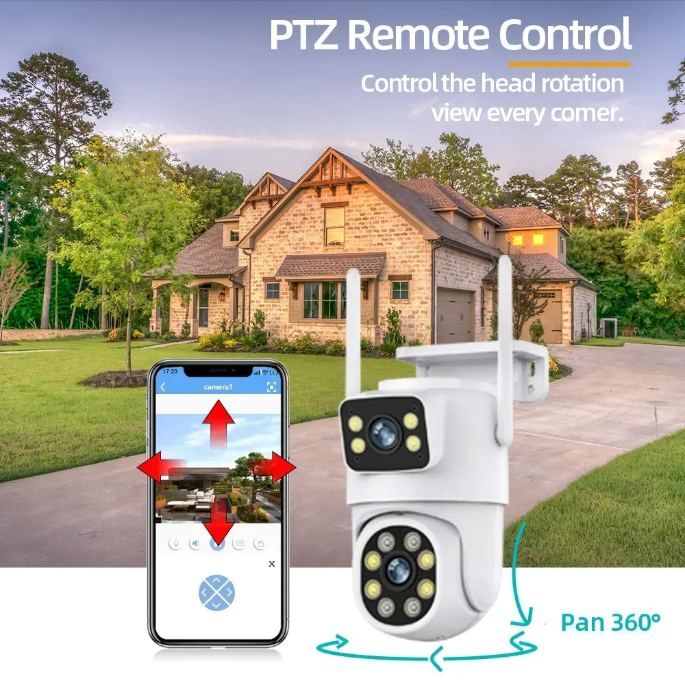 10MP double objectif Tuya Wifi caméra PTZ extérieure 4K sans fil double écran caméra de sécurité suivi automatique Surveillance vidéo Surveillance