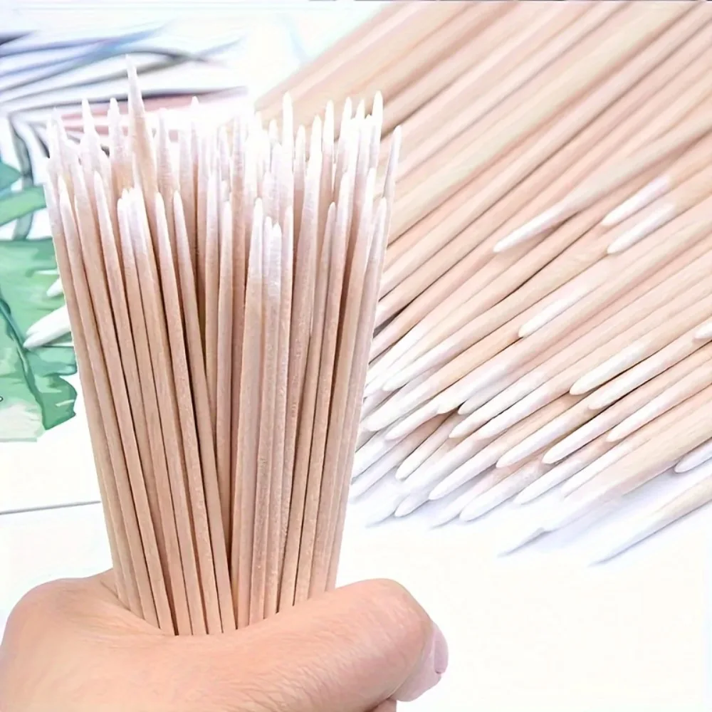 100/300/500 stücke Einweg Holz Micro Bud Tupfer Fusselfreie Wimpern Verlängerung Kleber Entfernen Werkzeuge Make-Up Mini Pinsel