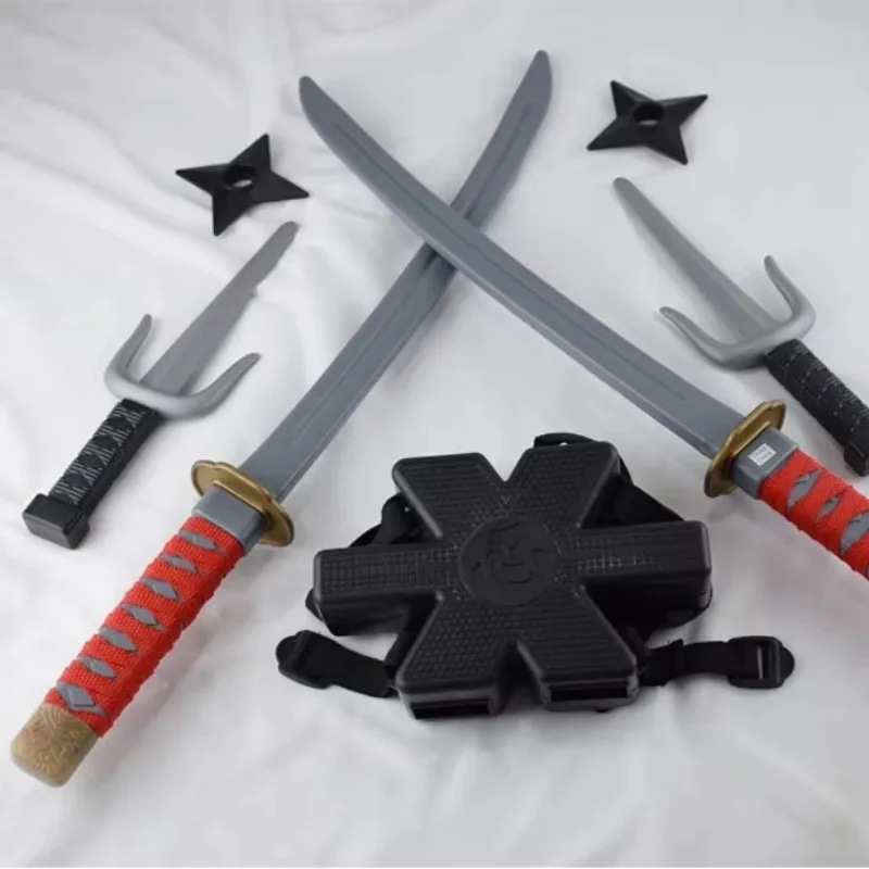 56 centimetri Halloween Samurai Ninja Plastica Retro Coltello Lungo Pugni 7 Pezzi in Un Set Deadpool Cos Doppia Spada Bambole Cosplay Giocattolo Regalo