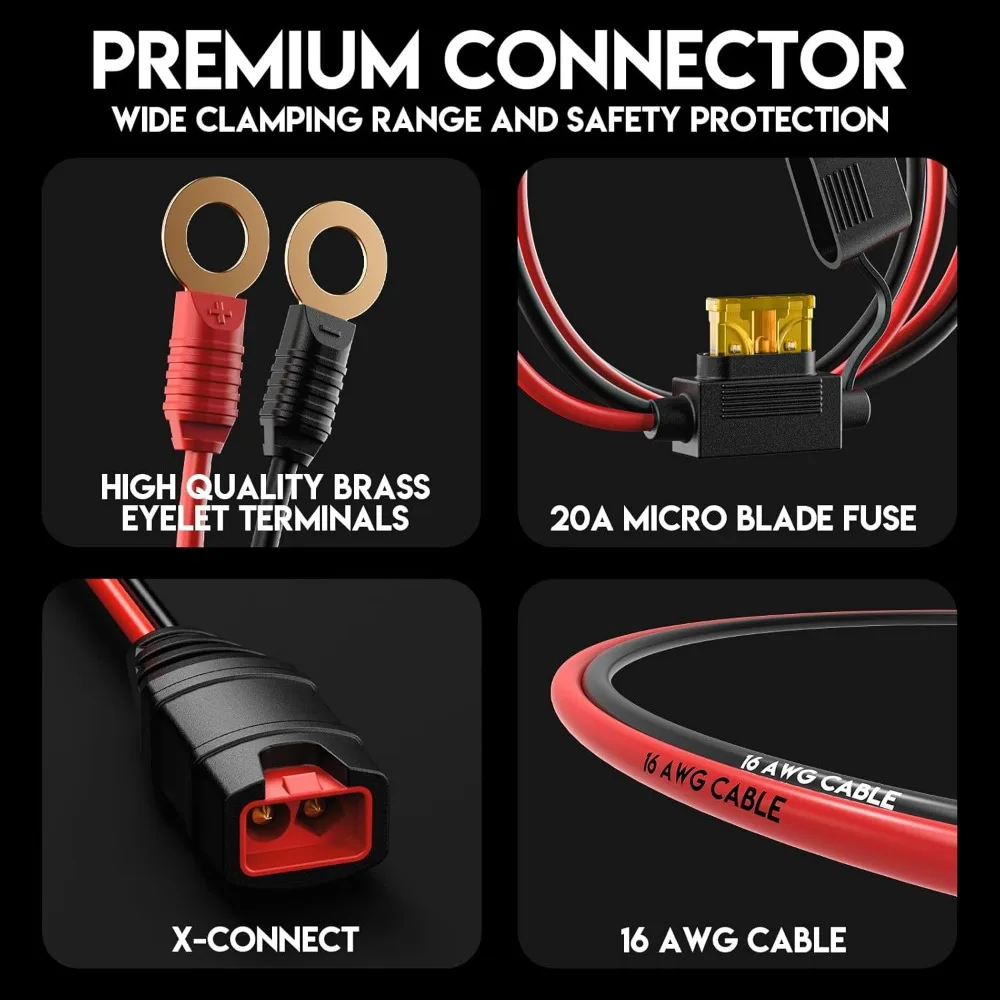 55CM 16AWG ワイヤーハーネス X-Connect M6 アイレット端子付き Noco バッテリー充電器バッテリーテンダーリード NOCO バッテリーテンダー、