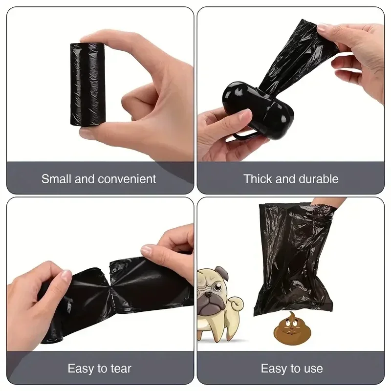 5-10 rollos de suministros para mascotas, bolsas para excrementos de perros, gruesas y fuertes, a prueba de fugas, limpieza para cachorros y gatos, rollos de bolsa para excrementos, limpieza al aire libre