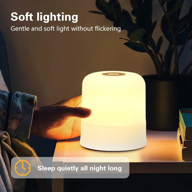Luz LED nocturna táctil, lámparas de mesa USB, luz de noche regulable recargable para decoración de dormitorio, regalo de Navidad para el hogar, lámpara de noche para niños