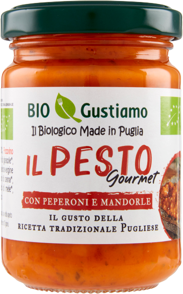 Pesto peperoni e mandorle 140g-bio gustiamo