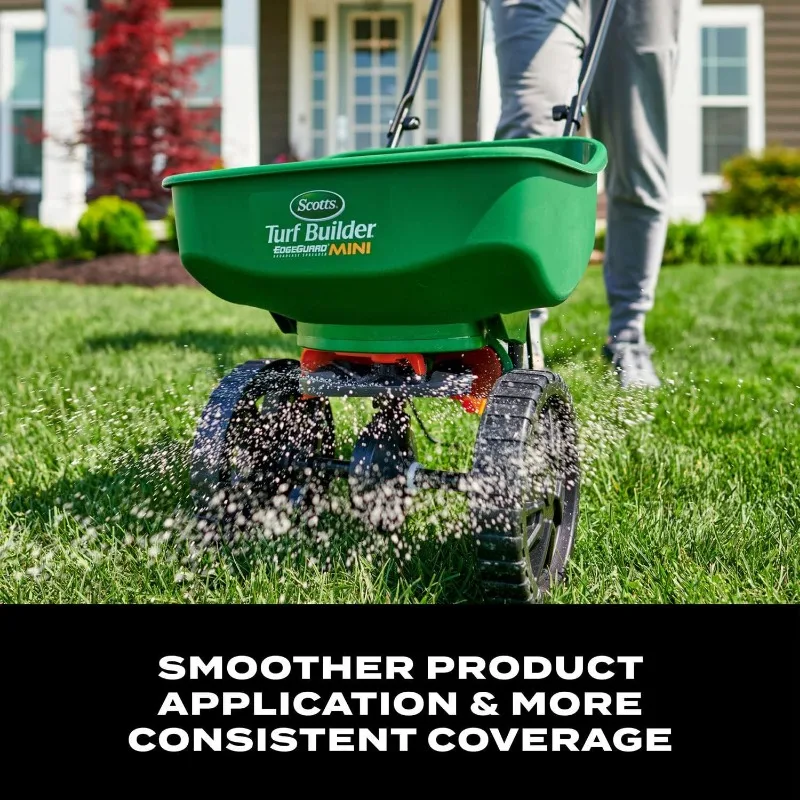 Turf Builder EdgeGuard Mini Broadcast Spreader for Seed,Fertilizer,Salt,Ice Melt, Holds up to 5,000 sq.ft. Product
