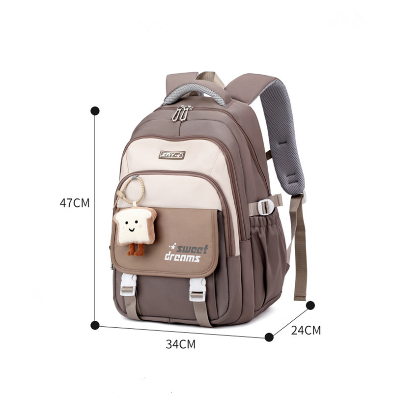 여아용 대용량 학교 배낭, 십대 학생 책가방, 귀여운 꿈꾸는 만화 펜던트 책가방, 2025