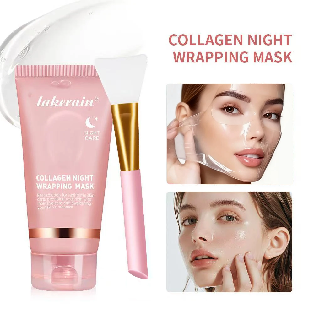Mascarilla Facial exfoliante de colágeno hidrolizado para envolver durante la noche, antiarrugas, reduce los poros, iluminando para el cuidado de la piel grasa/tuosa
