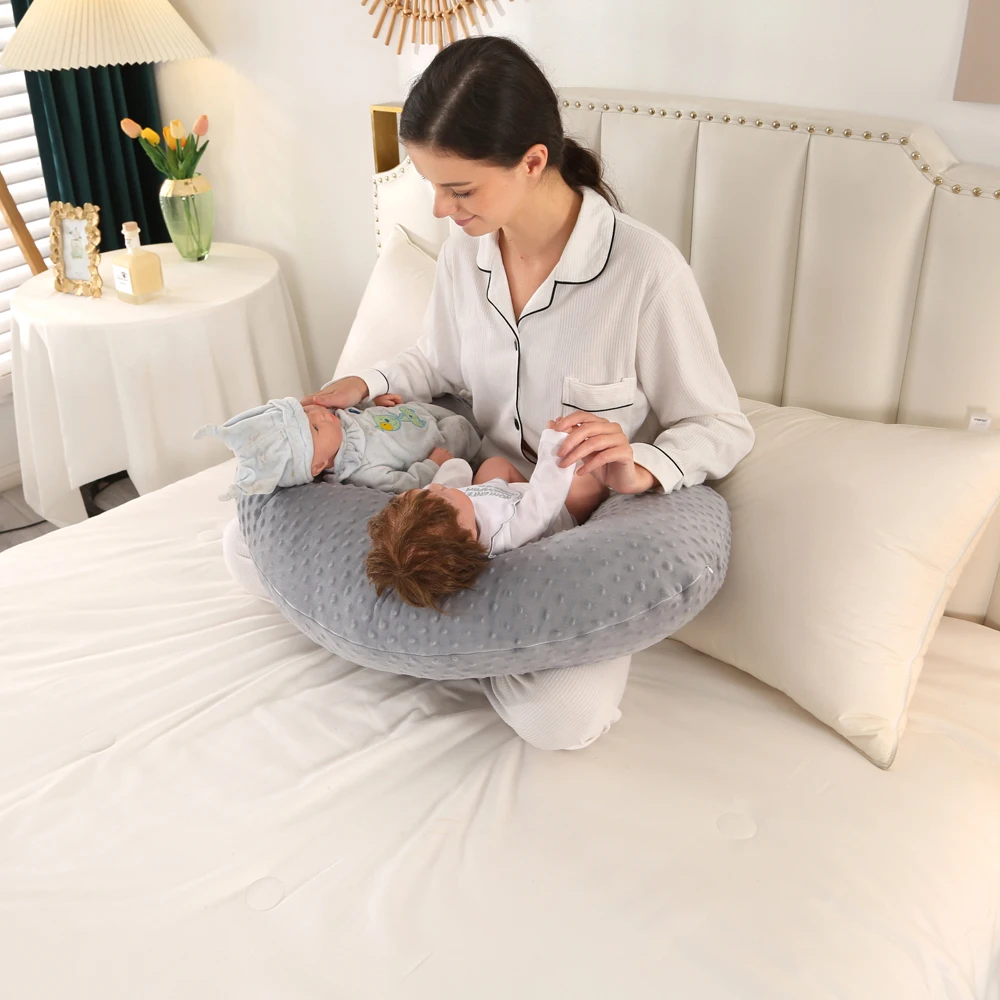 Multifunktionales abnehmbares Stillkissen für zwei Babys, waschbares, samtstillendes Sitzkissen für schwangere Frauen