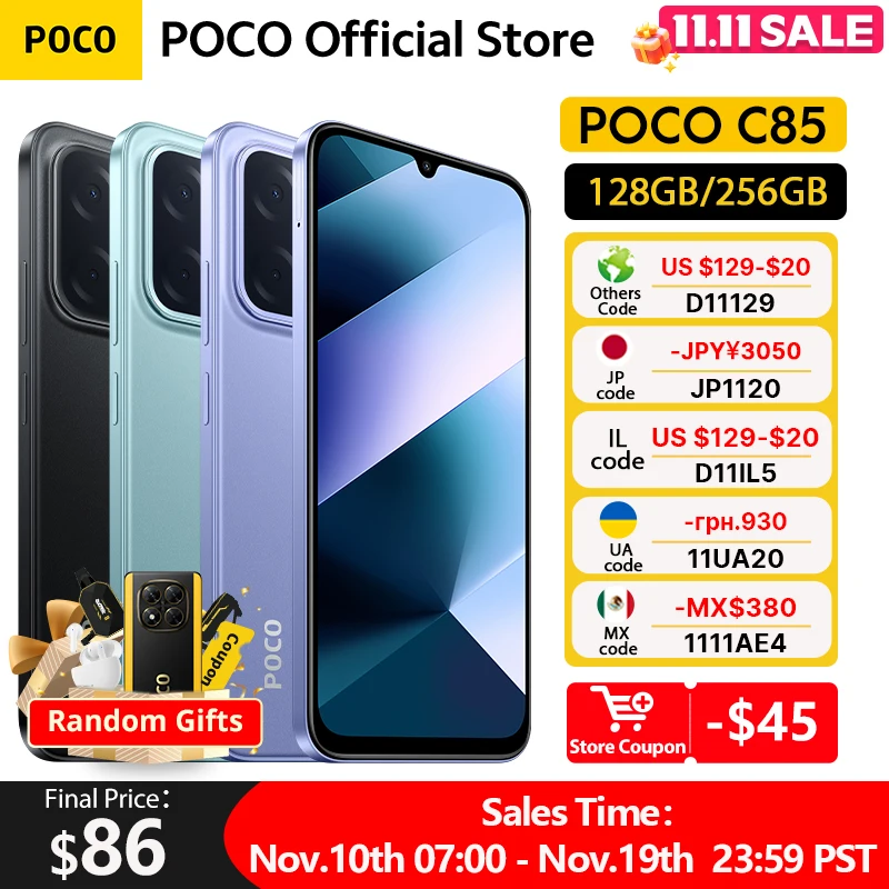 Poco c85 versão global smartphone nfc 128gb 256gb mediatek helio G81-Ultra 6.9 "display ponto gota 50mp câmera principal 6000mah