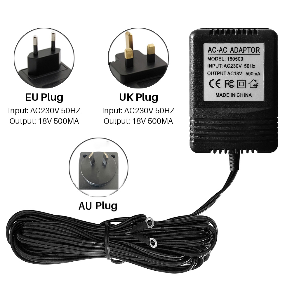 Адаптер питания для дверного звонка 18 В переменного тока, 500 мА, 5 м, 16 футов, длина кабеля, 230 В, 120 В, трансформатор, зарядное устройство, аксессуар для Tuya Smart Video Doorbell