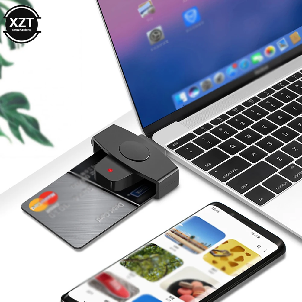 USB ประเภท C สมาร์ทแบบพกพา Card Reader อะแดปเตอร์ทั่วไป Access CAC สมาร์ทการ์ดซิมการ์ด/IC Bank ชิปการ์ดสําหรับแล็ปท็อปโทรศัพท์