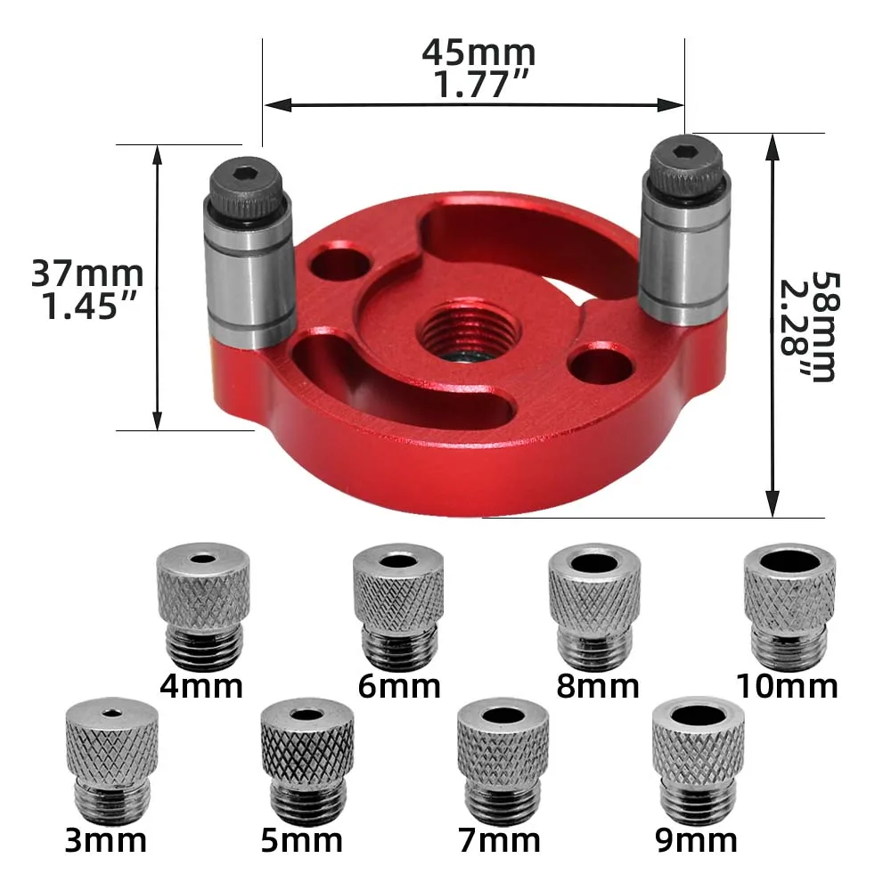 3-10mm ダボジグキット - 8 スチールブッシュ付きセルフセンタリングドリルガイドロケーター - 木工アルミニウム合金ホールパンチャー