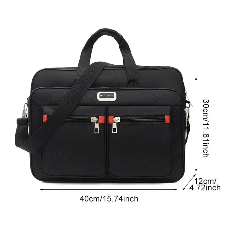 Men Large Capacity Business Briefcase Portable Versatile Shoulder Bag Multiple Pockets Handbag for Business & Casual Use