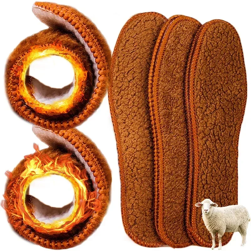 Plantillas de lana de Alpaca para invierno, plantilla térmica gruesa y cálida de felpa suave para zapatos para mujeres y hombres, botas de nieve transpirables, zapatos, almohadillas térmicas