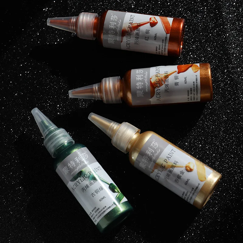 골드 페인트 금속 아크릴 페인트, 퇴색되지 않는 방수, DIY 페인트 안료, 60ml