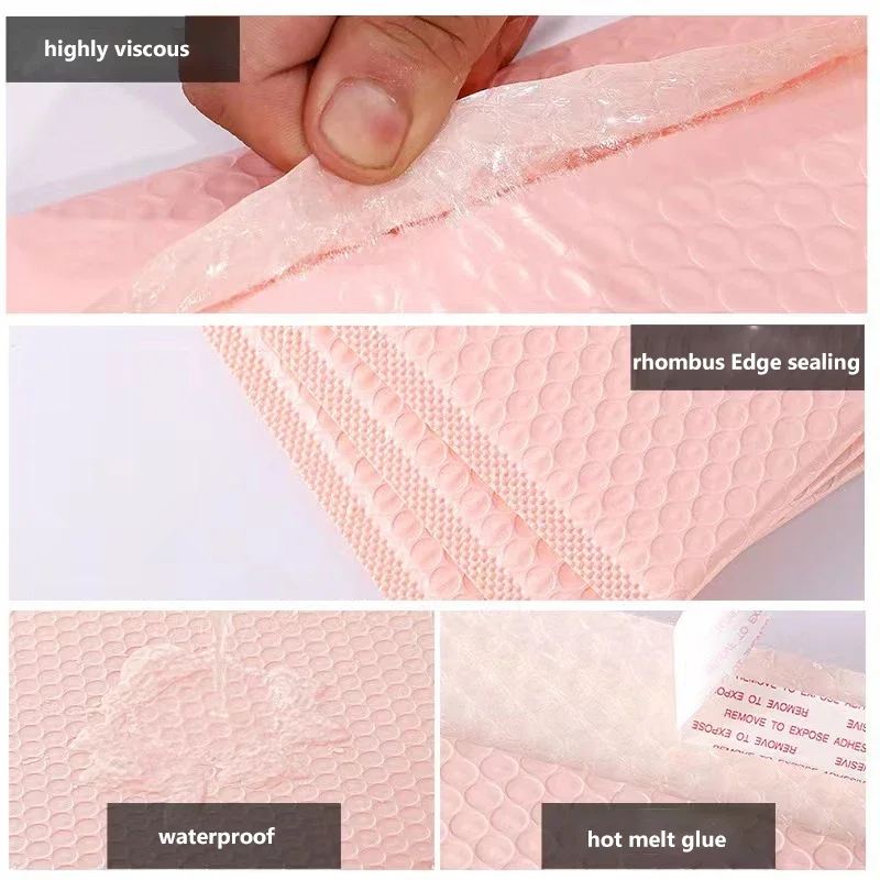 Bubble Mailers สีชมพูอ่อน POLY Bubble Mailer Self Seal เบาะซองของขวัญกระเป๋า 20PCS บรรจุภัณฑ์ซองจดหมายกระเป๋าสําหรับหนังสือ 29x38 ซม.