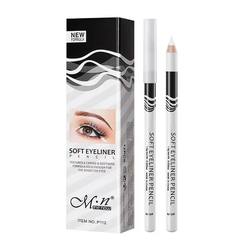 1 unidad de delineador de ojos blanco nuevo, maquillaje duradero, suave, fácil de usar, abrillantador de ojos, resistente al agua, delineador de ojos a la moda, lápices, herramientas de maquillaje de ojos