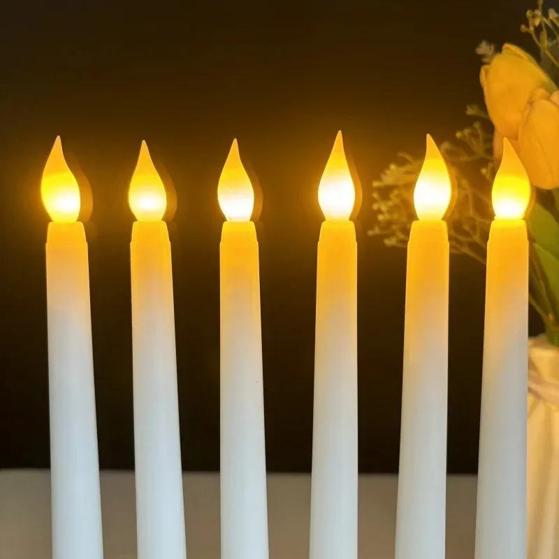3D 테이퍼 긴 극 양초 조명 LED Flameless 뾰족한 촛불 빛 배터리 전자 Tealight 웨딩 크리스마스 파티 장식