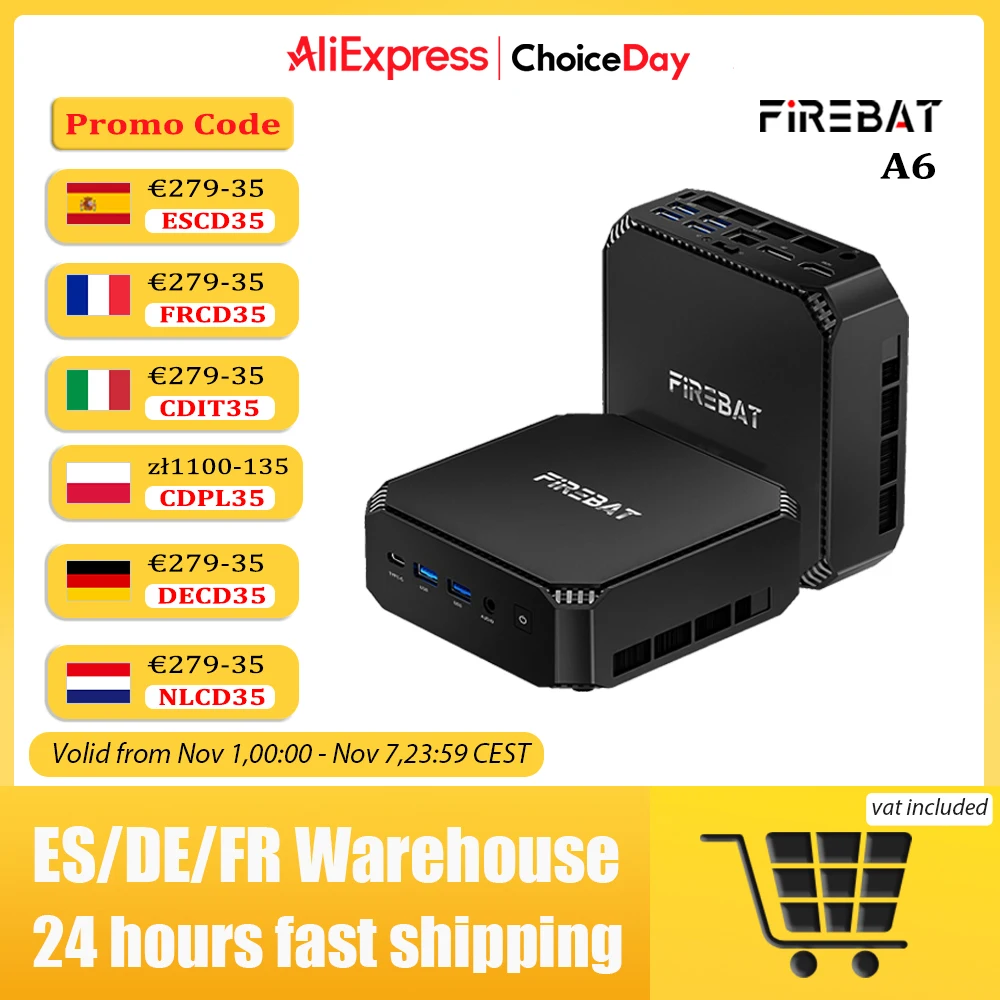 FIREBAT A6 MINIPC AMD R7-6800H Mini komputer dla graczy 16GB DDR5 RAM 512GB M.2 SSD pulpitu komputer do gier BT5.2 WIFI6 HDMI DP Type-c