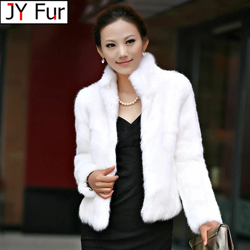2025 neue Herbst Winter Echte Echte Kaninchen Pelzmantel Frauen Volle Pelt Echt Kaninchen Pelz Jacke Mode Pelz Stehkragen Mäntel