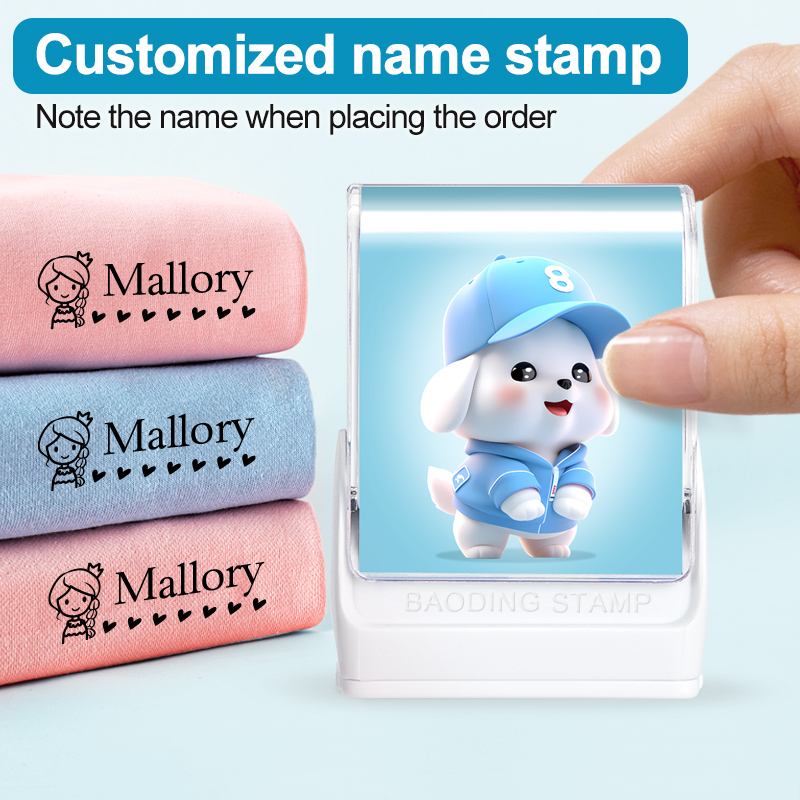 Personalisierter Baby-Kleidungsstempel, individueller Cartoon-Namensetikettendrucker, wasserdichtes, wiederverwendbares Siegel für Modal-/Baumwollstoff, ungiftige Tinte